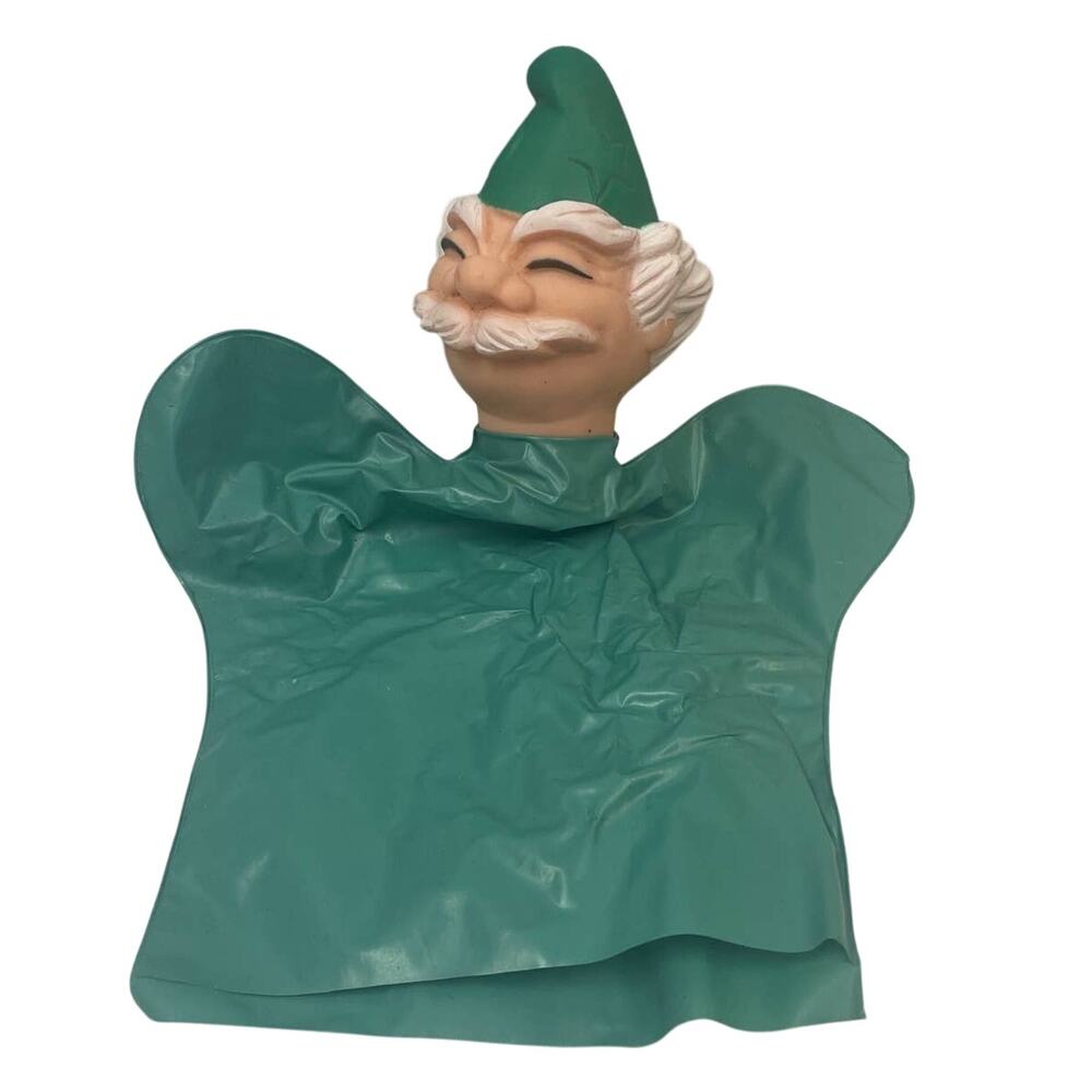 Vintage 1960s Green Plastic Nightime Dream Mr Sandman Rubber Head Hand Puppet
